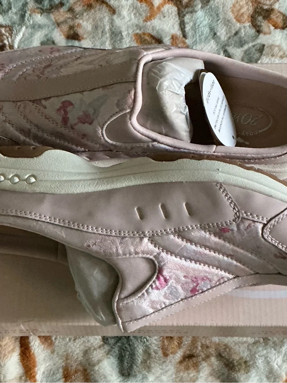 Easy Spirit Traveltime Pink Floral Design Mule Sneakers  - New in box